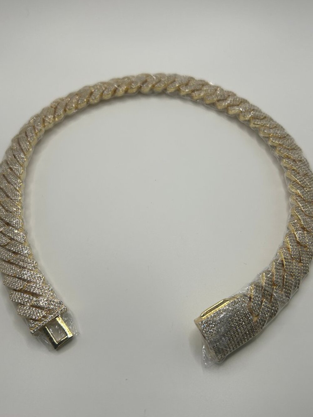 Mens Moissanite Miami Cuban Gold Chain 3 Row Iced 20mm 24 Inch Waterproof New
